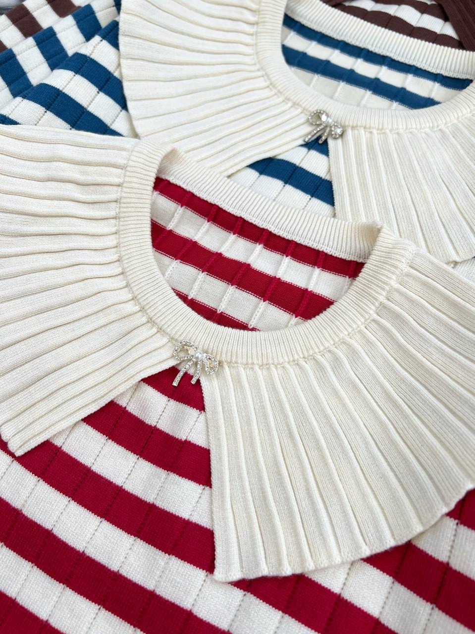 پلیور بافت راه راه یقه دار کد 4110