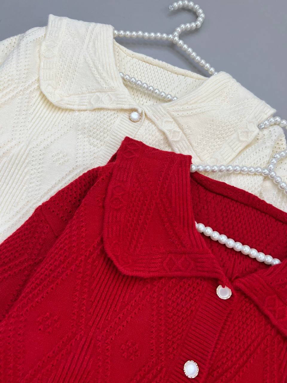 ژاکت بافت طرح برجسته جلو دکمه کد 4111