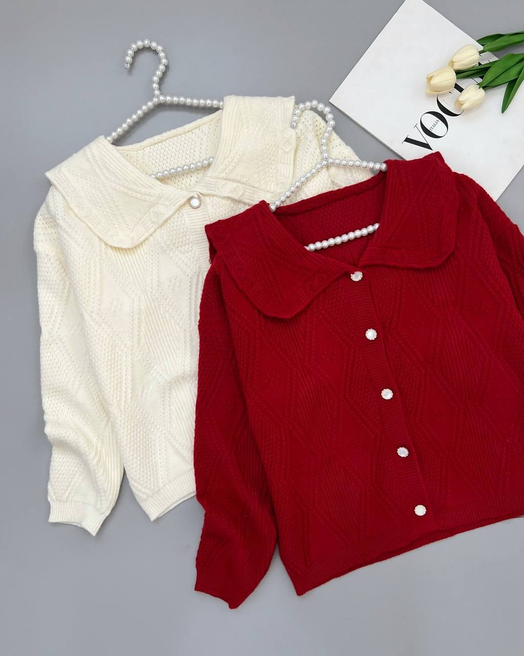 ژاکت بافت طرح برجسته جلو دکمه کد 4111