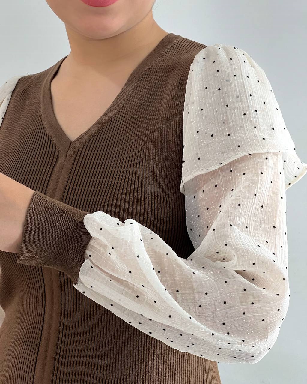 پلیور بافت آستین مچی گره ای کد 4112