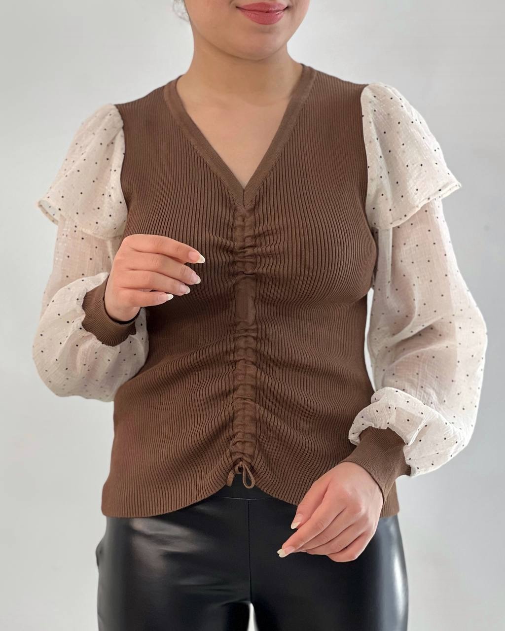 پلیور بافت آستین مچی گره ای کد 4112