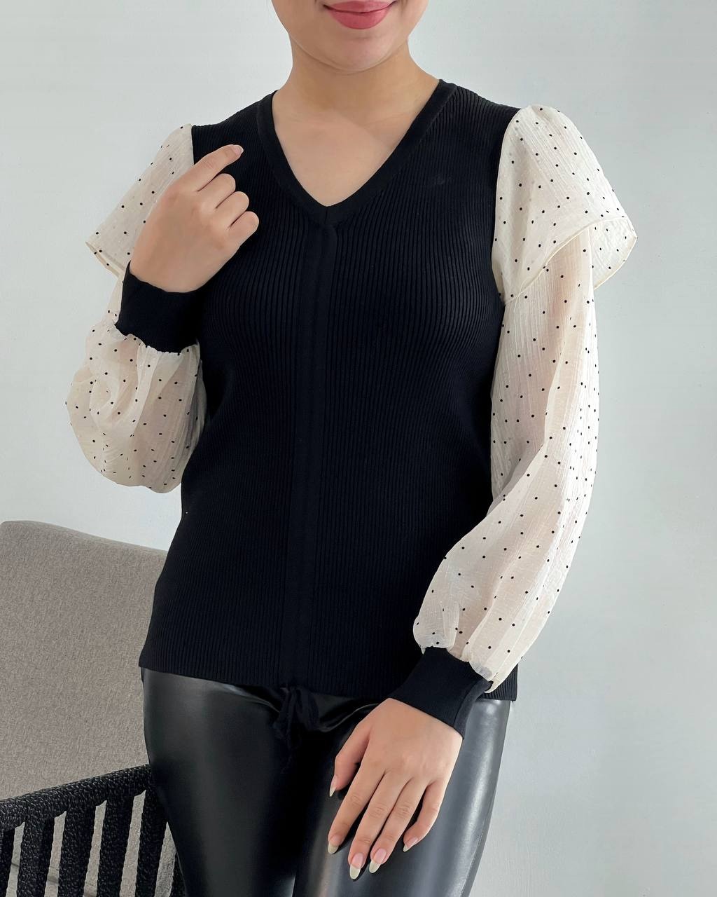 پلیور بافت آستین مچی گره ای کد 4112