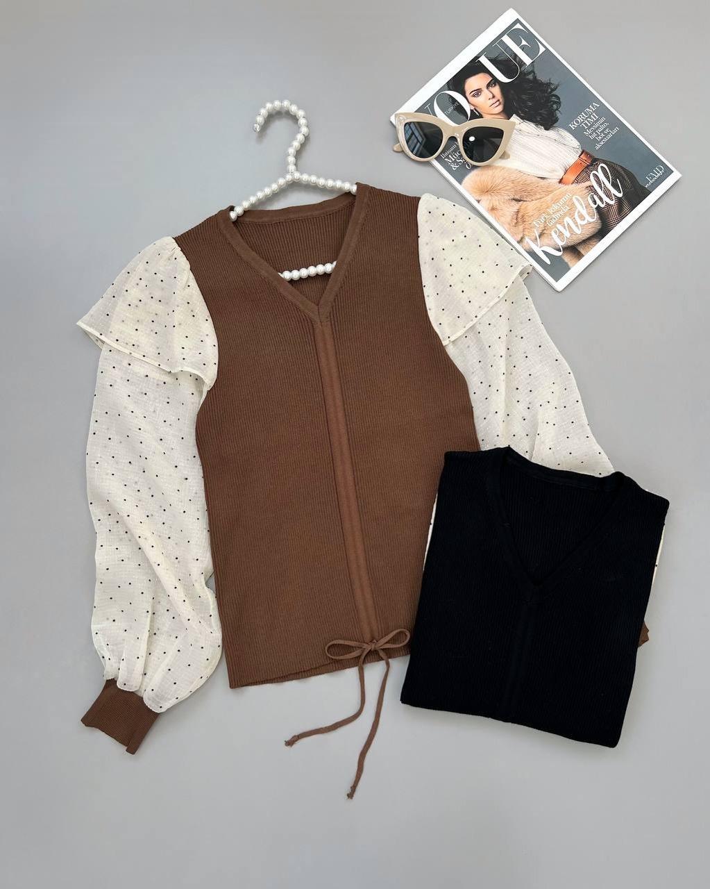 پلیور بافت آستین مچی گره ای کد 4112