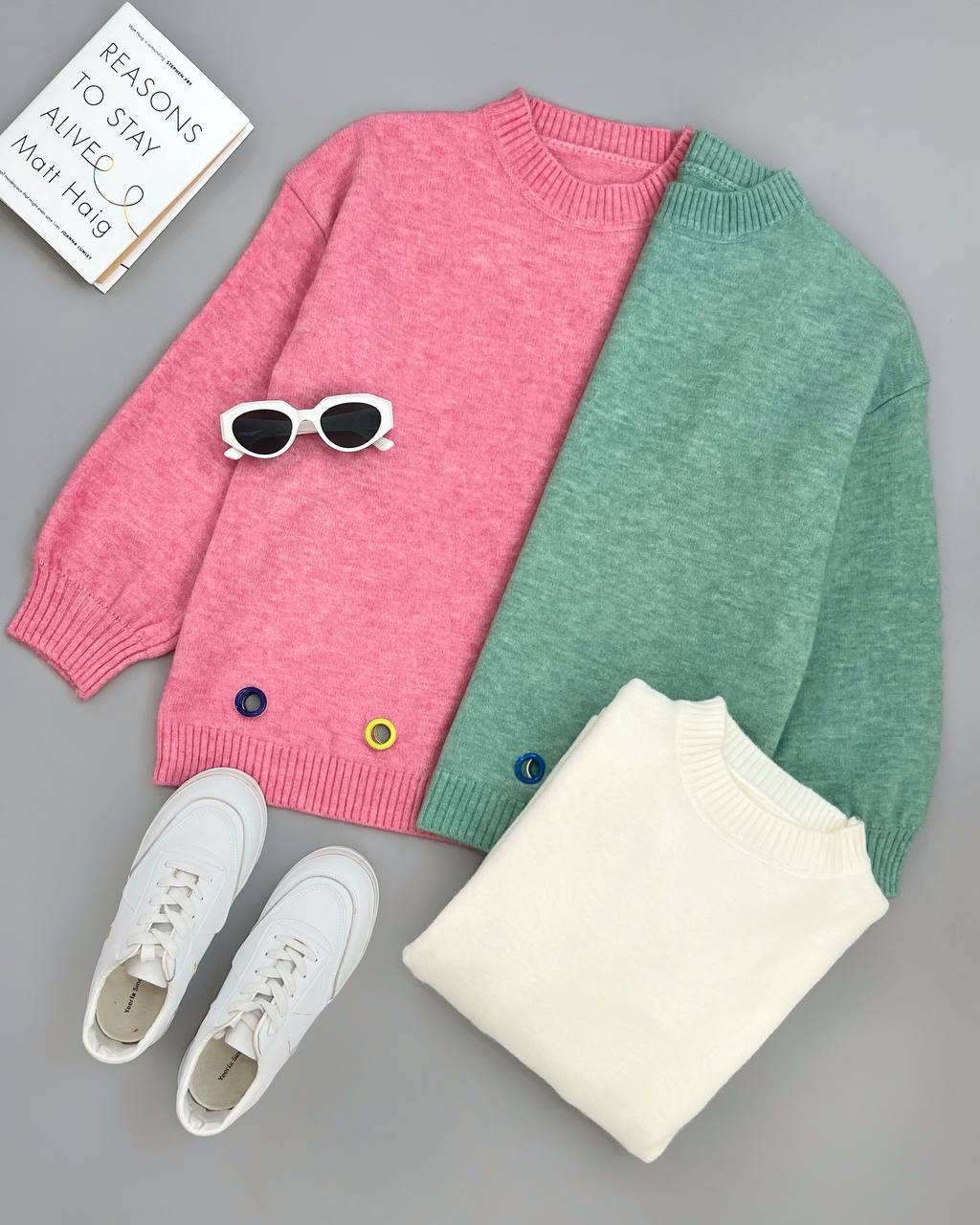 پلیور بافت آستین پف پنج رنگ کد 4113