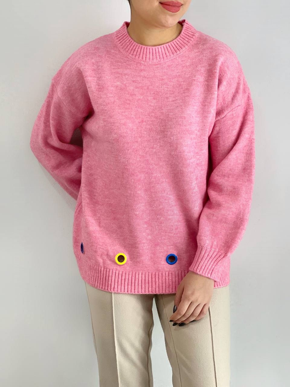 پلیور بافت آستین پف پنج رنگ کد 4113