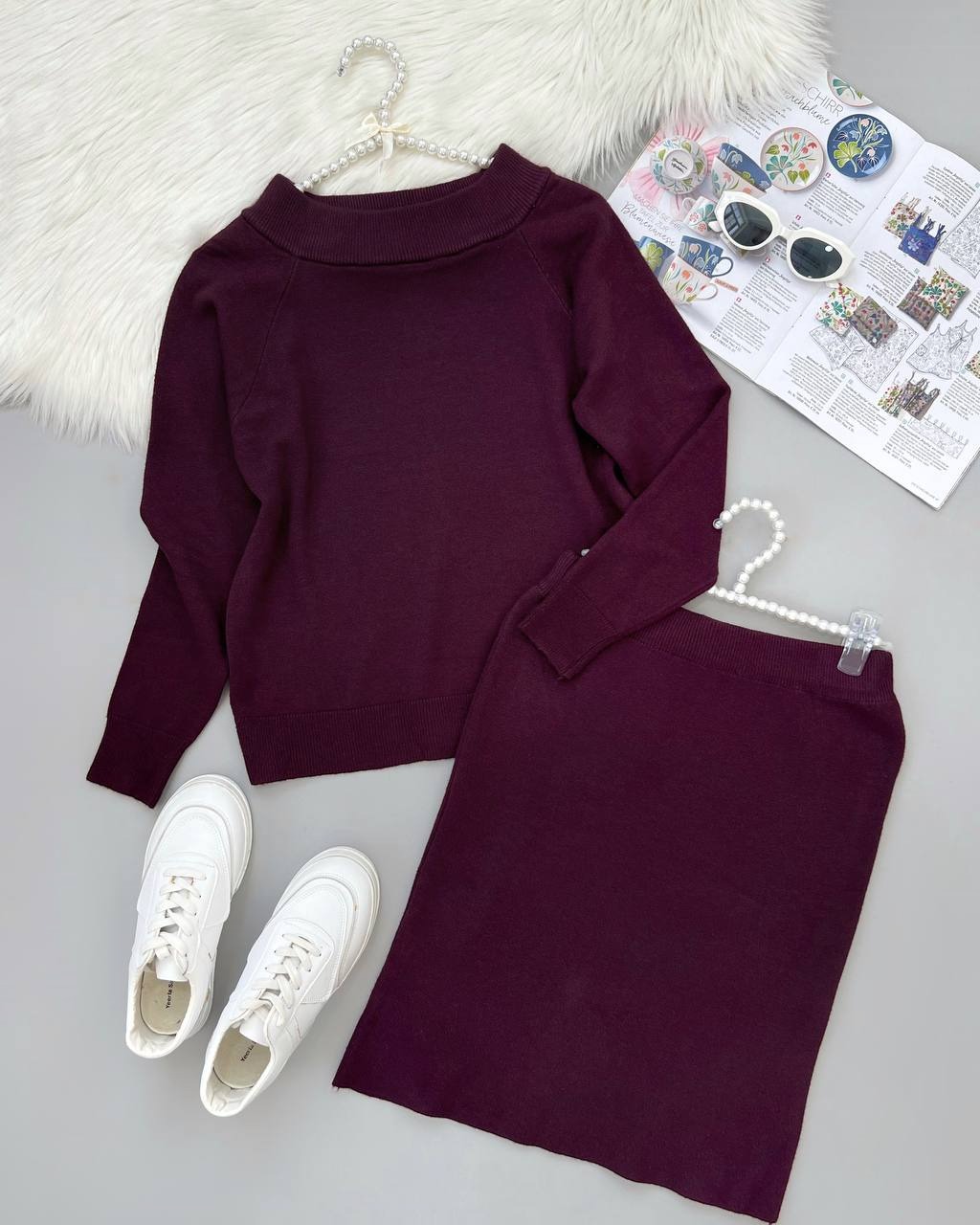 ست پلیور و دامن بافت کد 4118