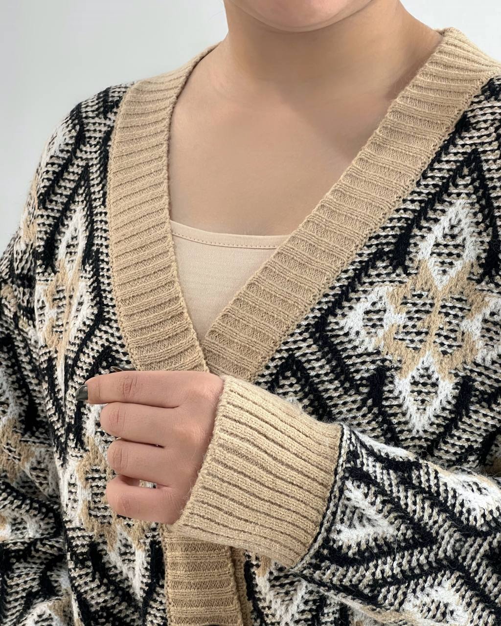 ژاکت بافت جلو دکمه کد 4119