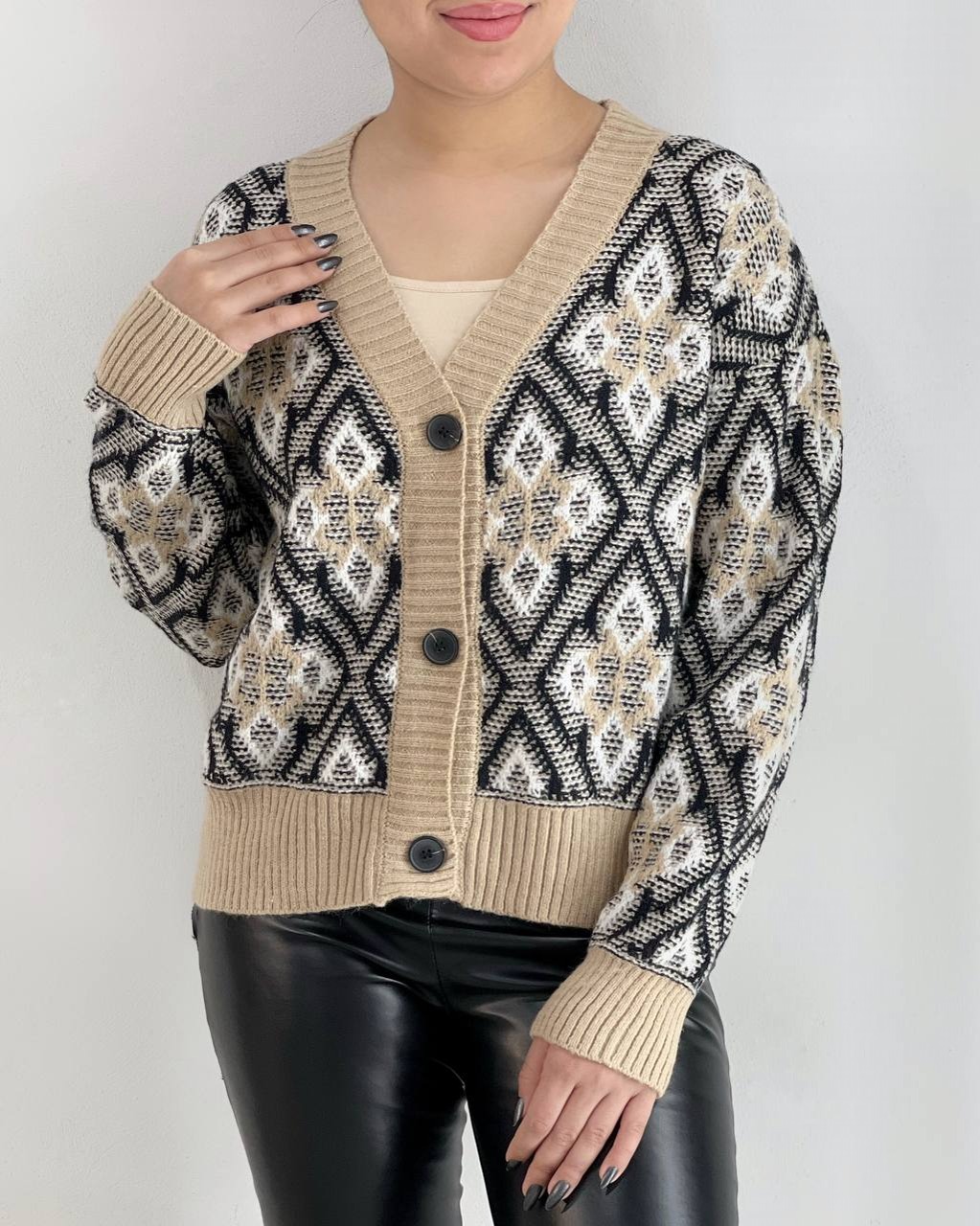 ژاکت بافت جلو دکمه کد 4119