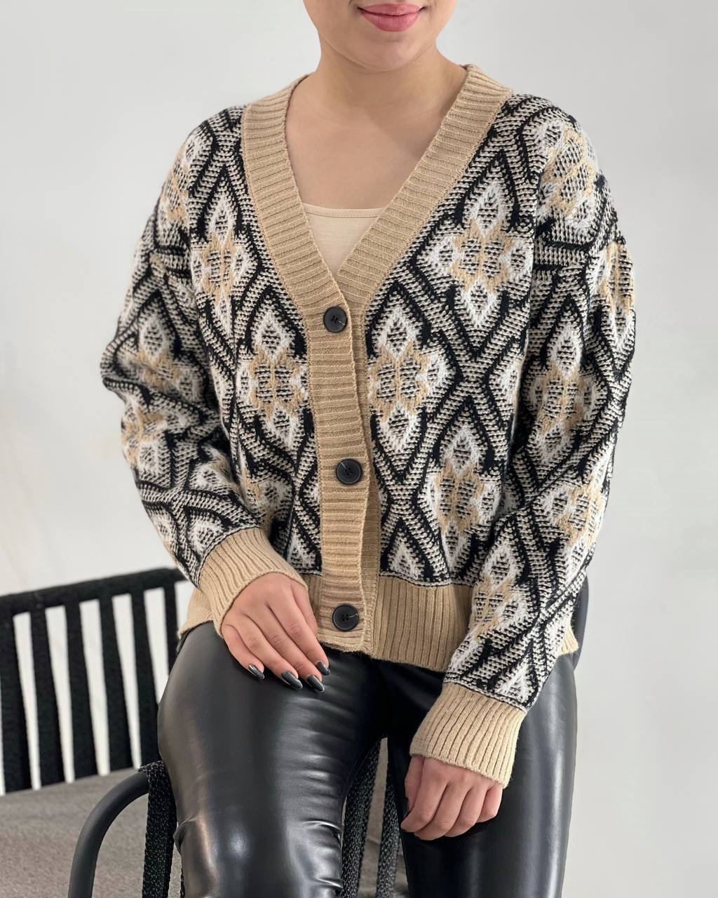 ژاکت بافت جلو دکمه کد 4119