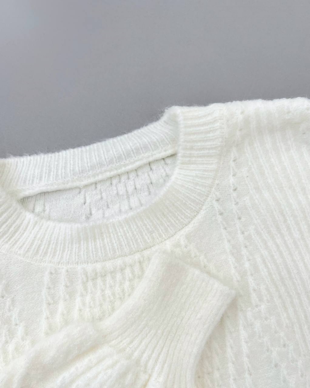 پلیور بافت گل برجسته آستین مچی کد 4120