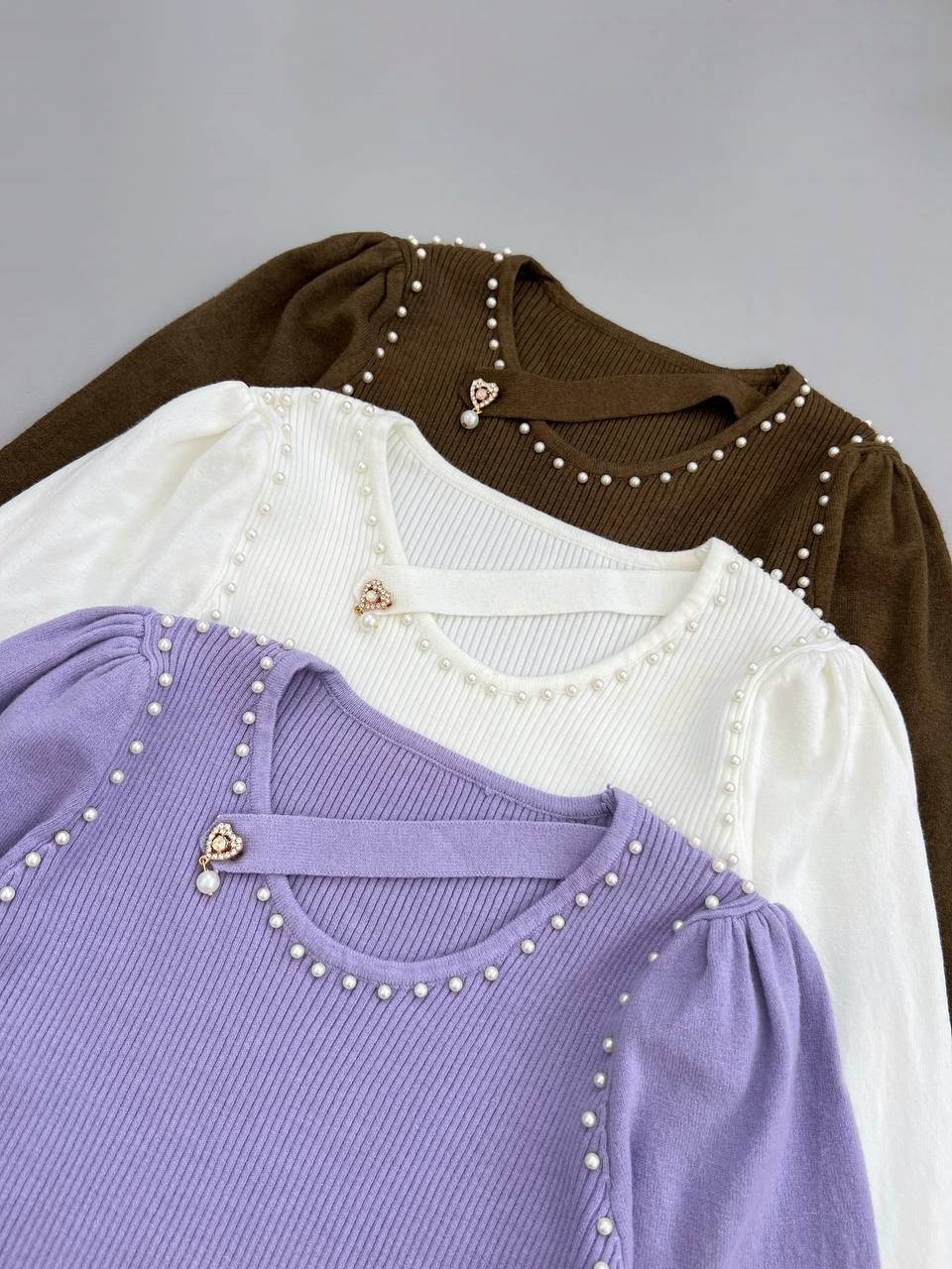 پلیور بافت مرواریدی آستین مچی کد 4127