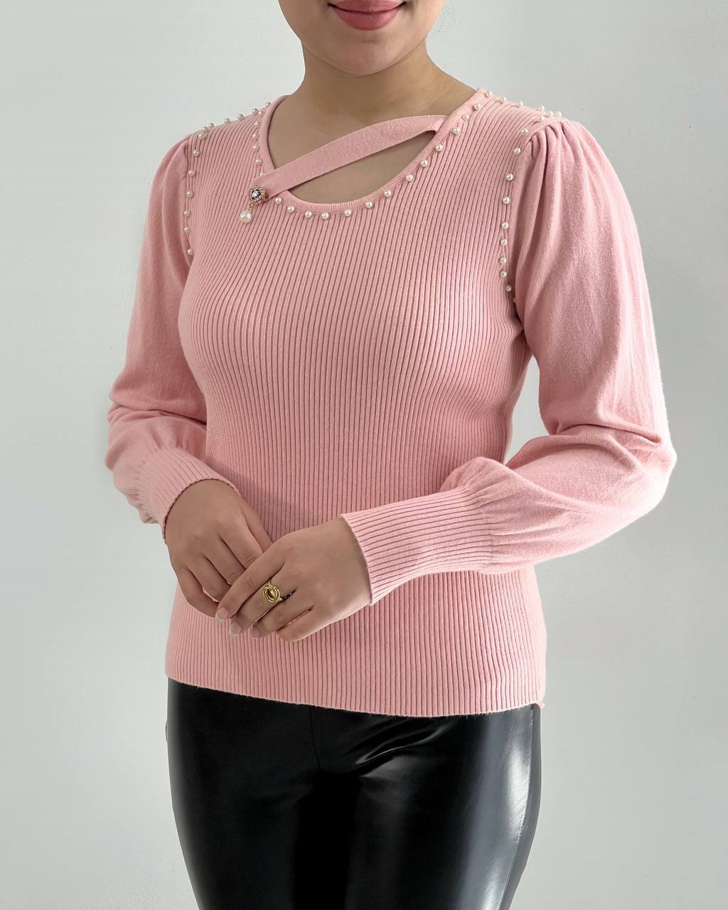 پلیور بافت مرواریدی آستین مچی کد 4127