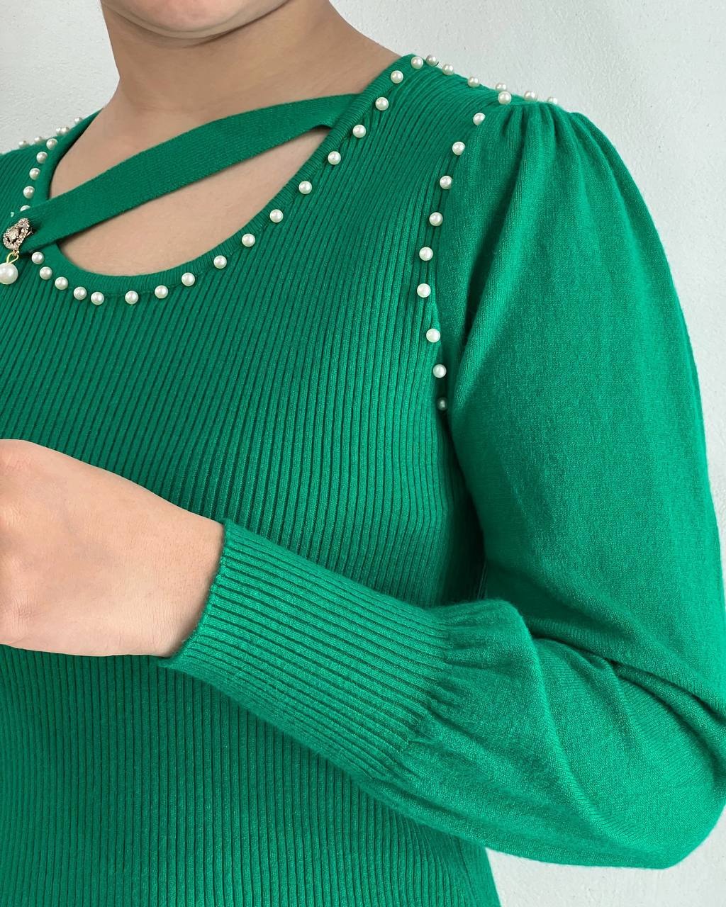 پلیور بافت مرواریدی آستین مچی کد 4127