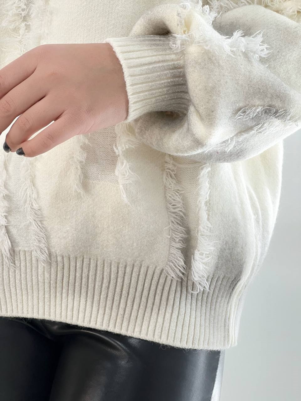 پلیور بافت آستین پف یقه هفت کد 4130