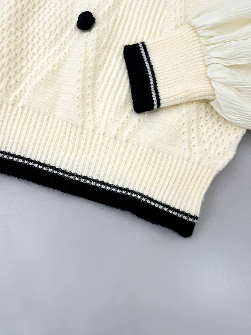 پلیور بافت توپی آستین پلیسه کد 4133