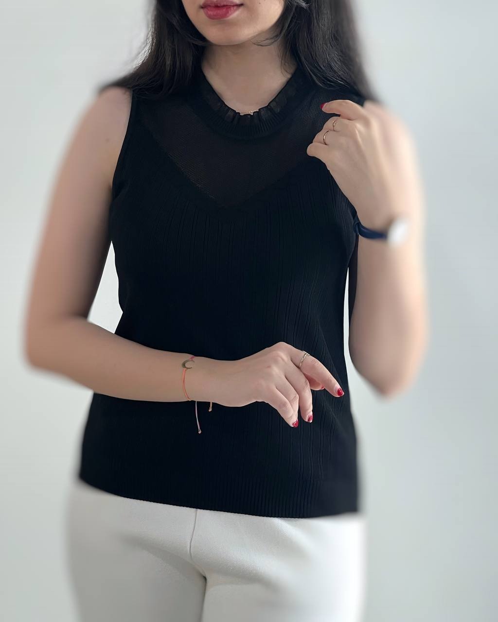 تاپ بافت یقه چین کد 4134