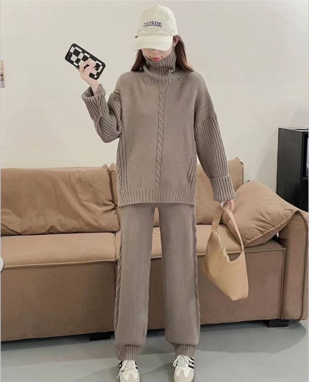 ست پلیور و شلوار بافت کد 4135