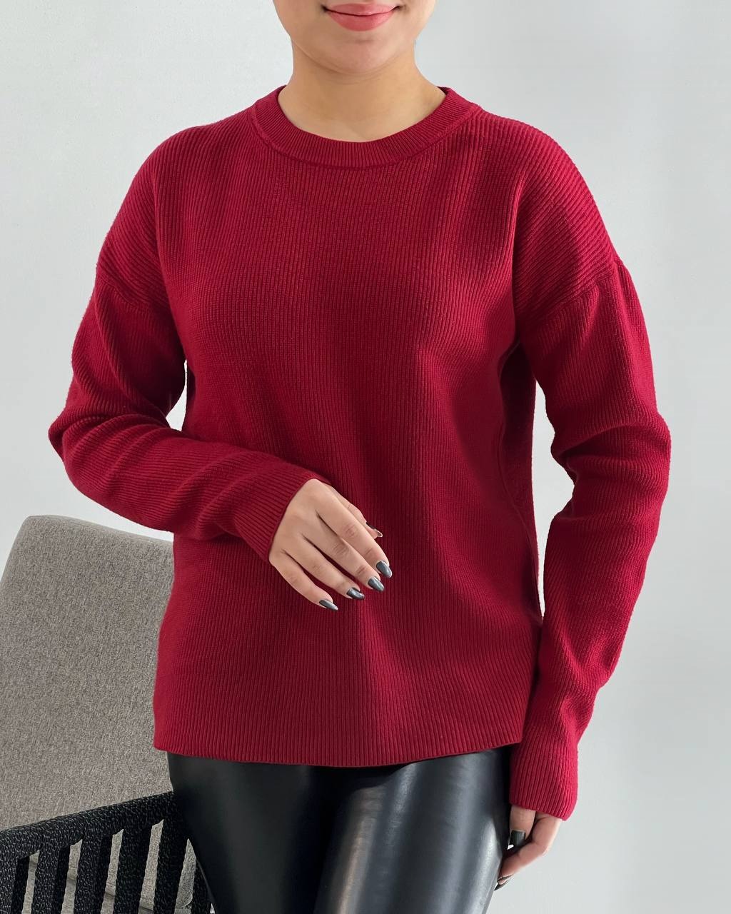 پلیور بافت یقه گرد گرم بالا کد 4136