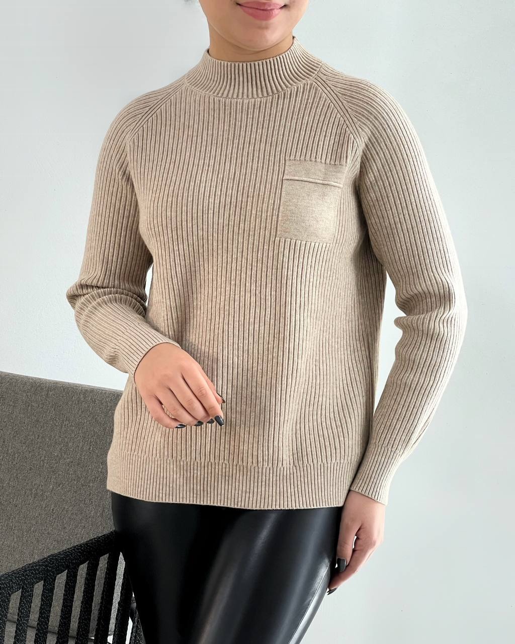 پلیور بافت نما جیب گرم بالا کد 4144