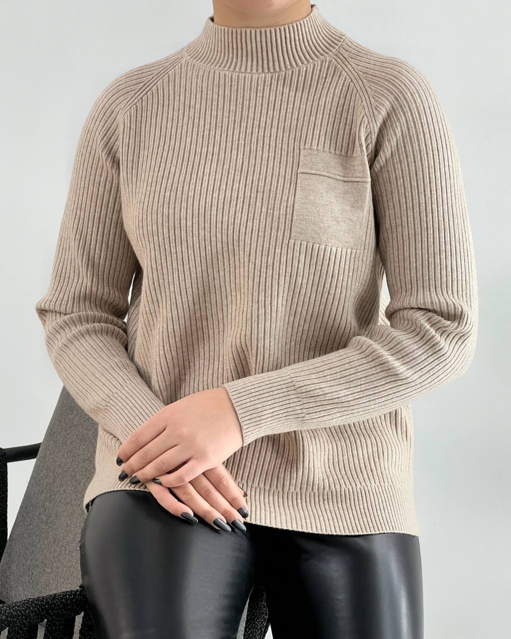 پلیور بافت نما جیب گرم بالا کد 4144