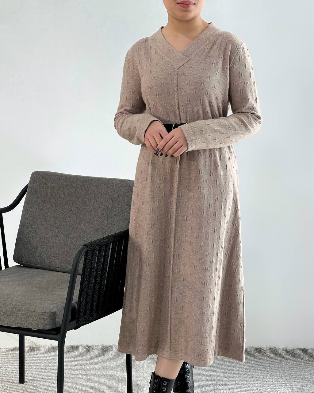 پیراهن بافت بلند یقه هفت کد 4145