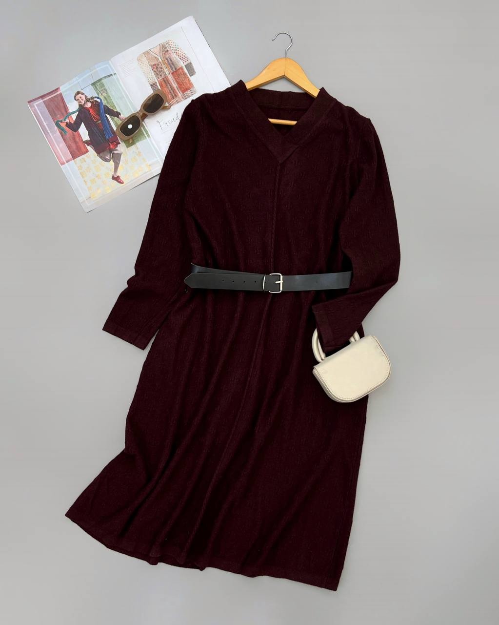 پیراهن بافت بلند یقه هفت کد 4145