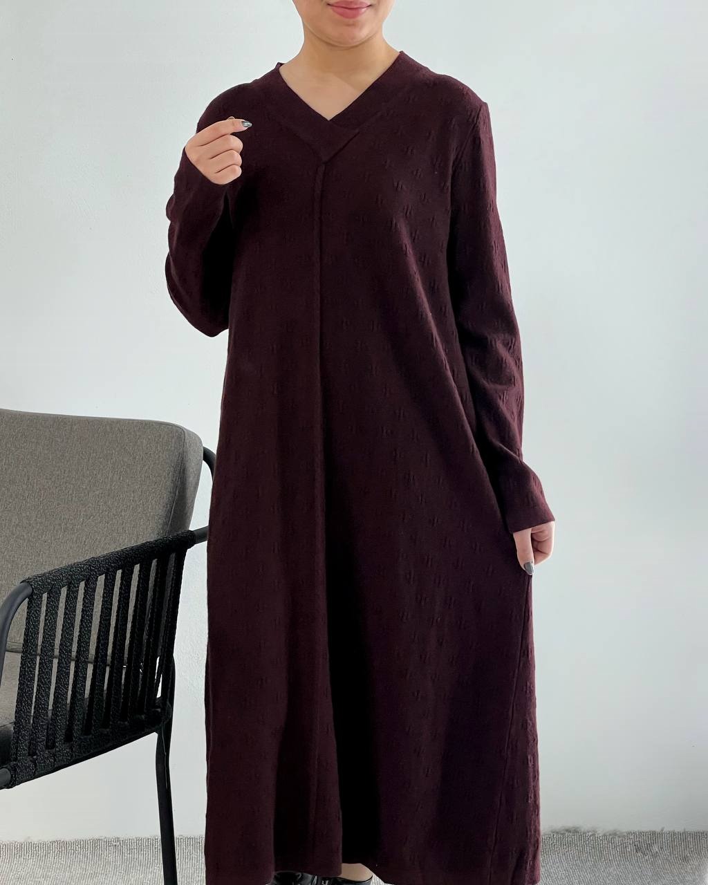 پیراهن بافت بلند یقه هفت کد 4145