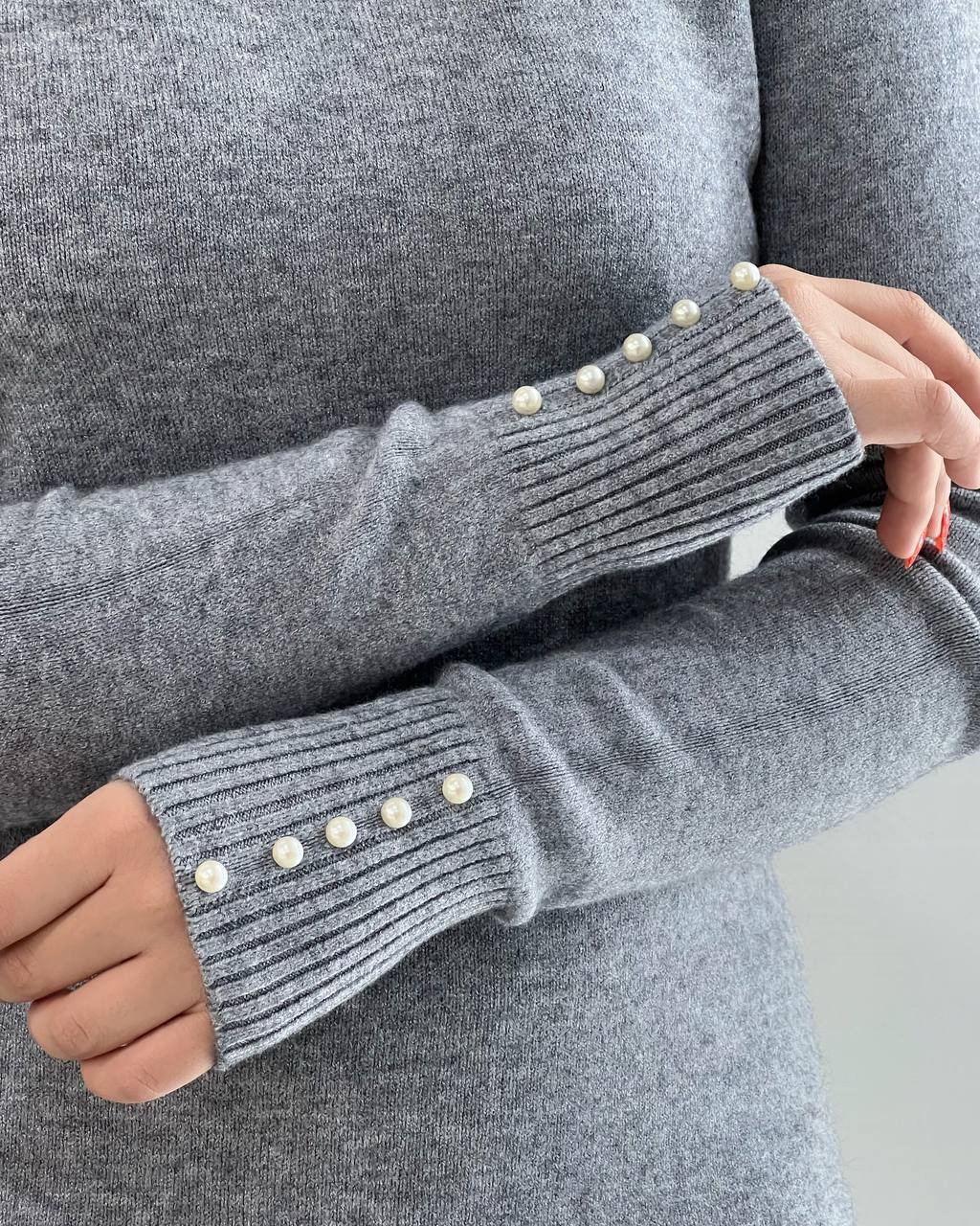 پلیور بافت سرآستین مروارید کد 4152