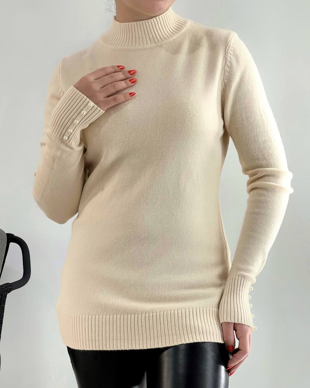 پلیور بافت سرآستین مروارید کد 4152