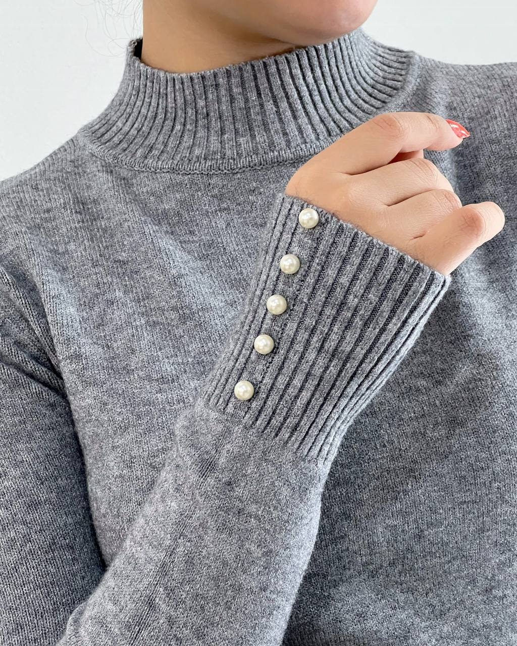 پلیور بافت سرآستین مروارید کد 4152