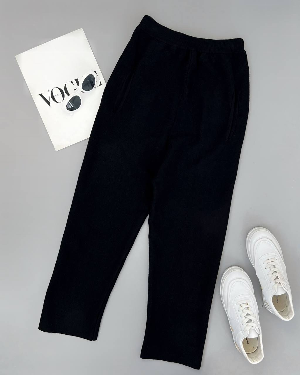 شلوار بافت مشکی با فاق بلند کد 4154