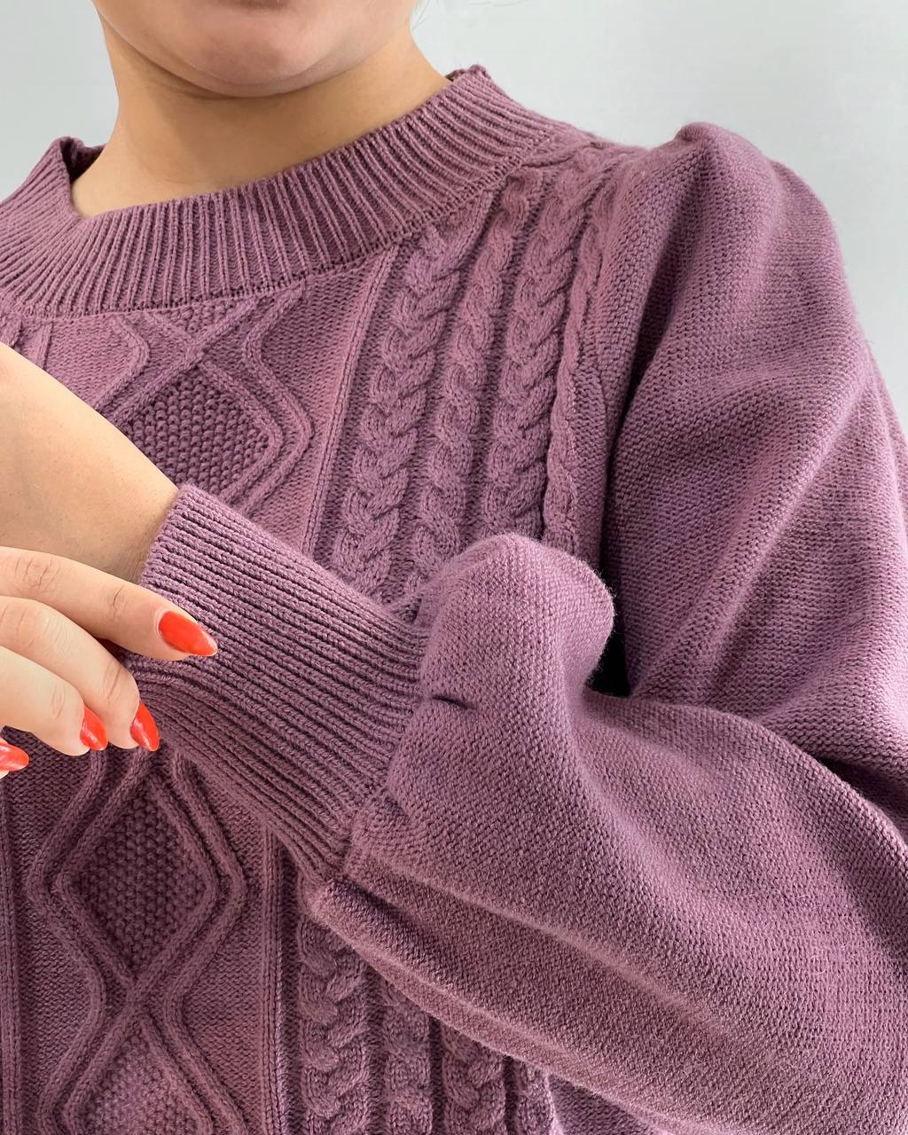 پلیور بافت زنجیری آستین پف کد 4162