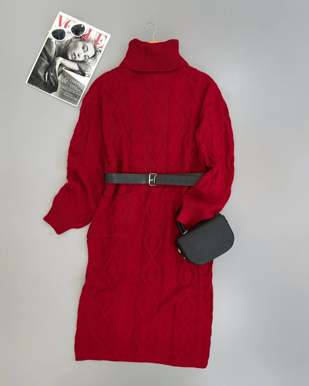 پیراهن بافت بلند جیب دار کد 4168