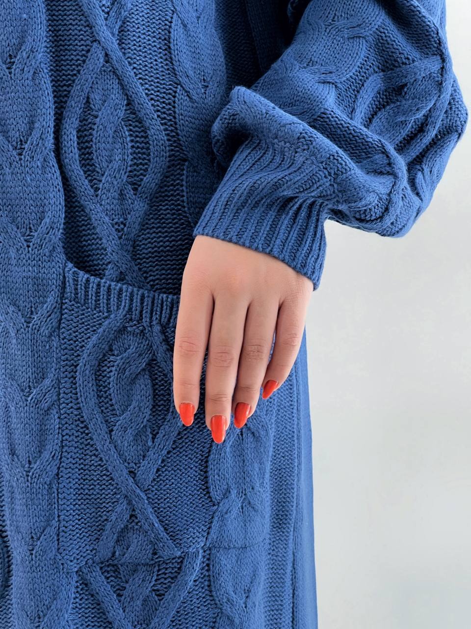 پیراهن بافت بلند جیب دار کد 4168