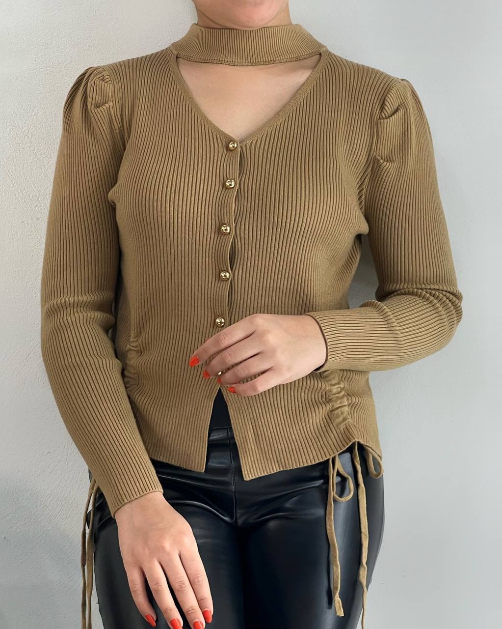 پلیور بافت جلو دکمه کد 4171