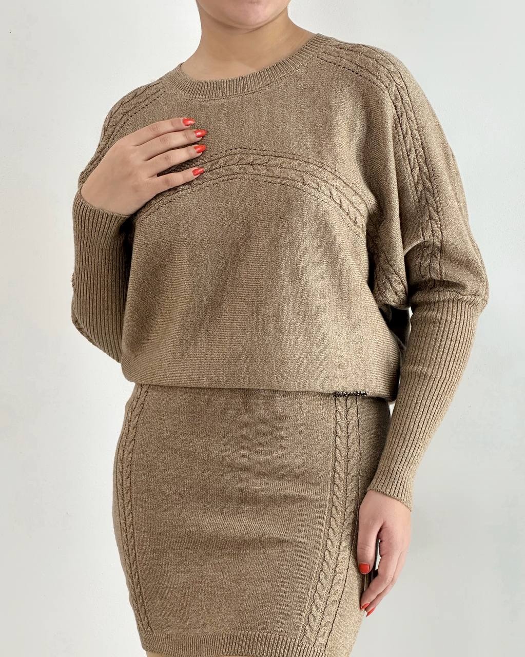 ست پلیور و دامن بافت کد 4174