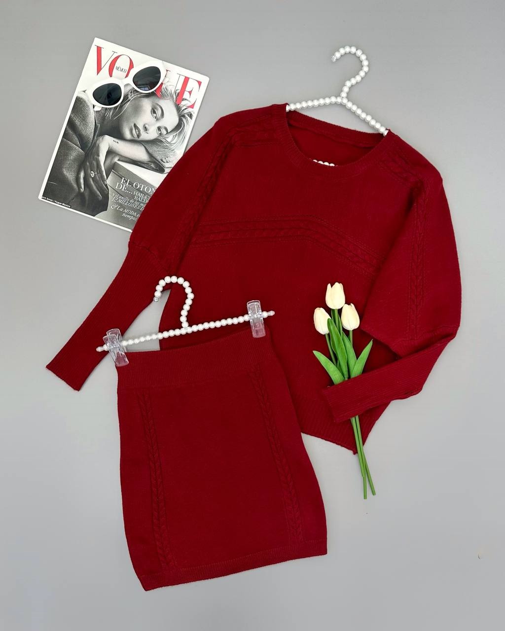 ست پلیور و دامن بافت کد 4174