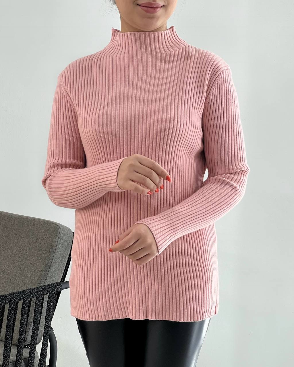 پلیور بافت ساده یقه ایستاده کد 4177