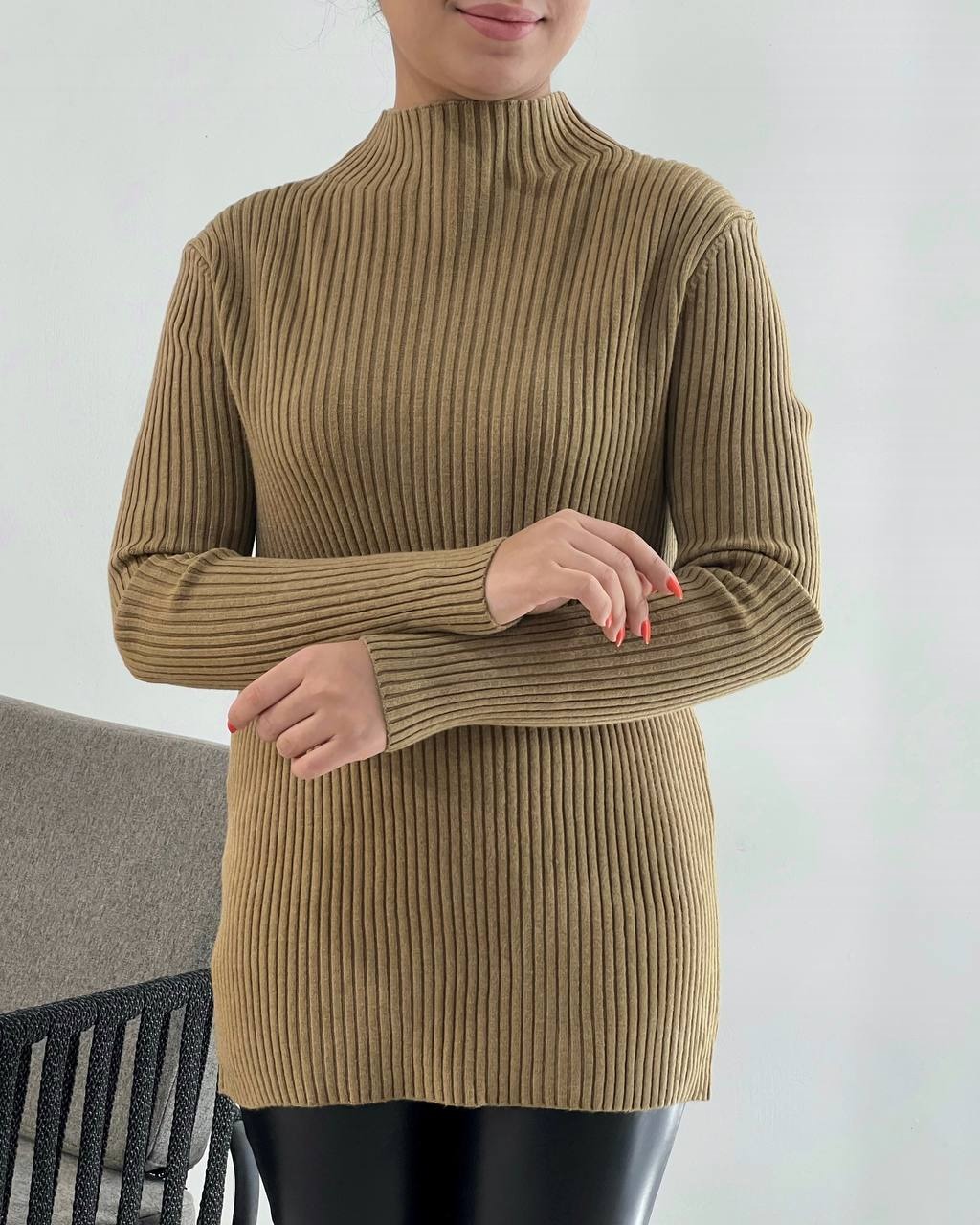 پلیور بافت ساده یقه ایستاده کد 4177