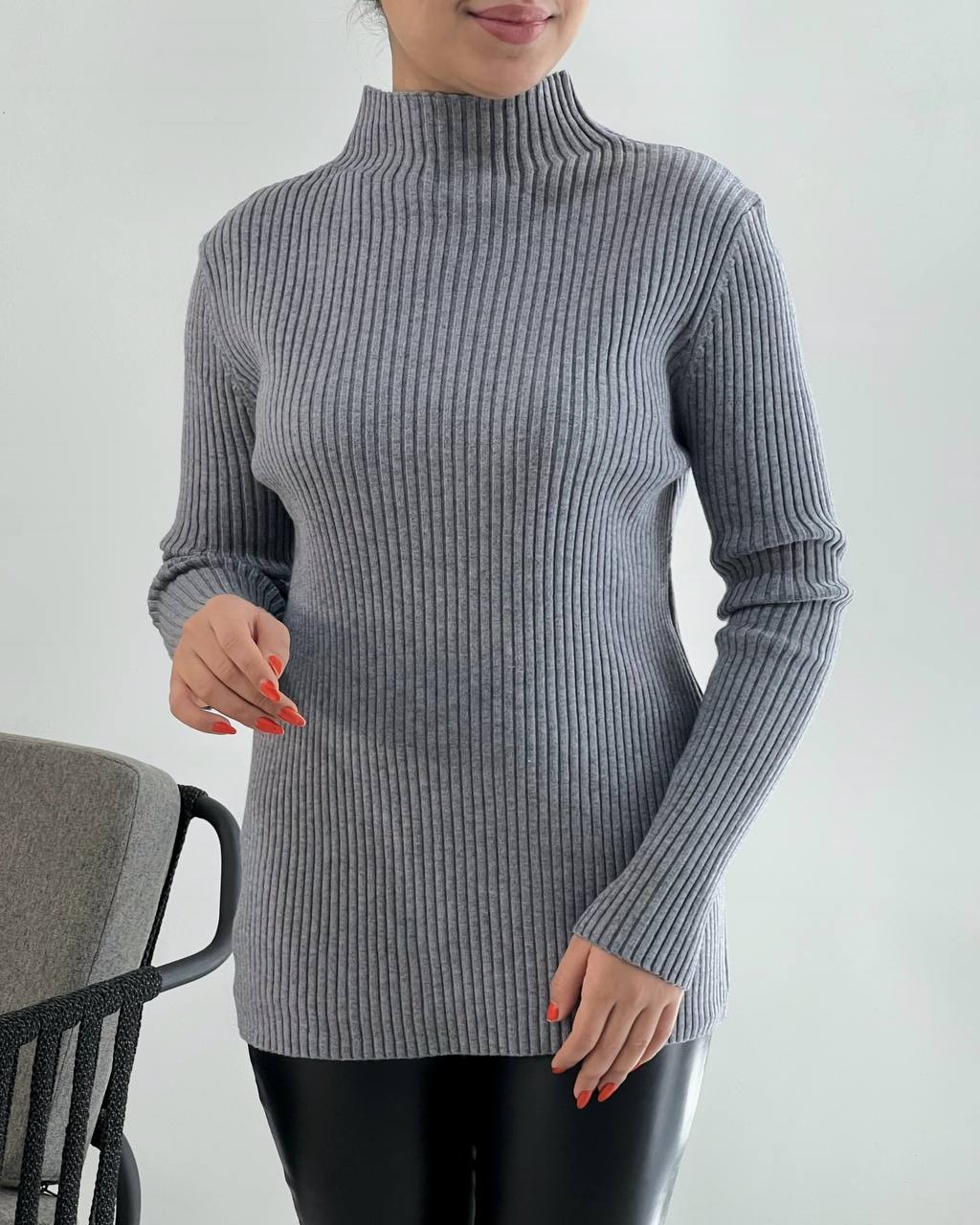 پلیور بافت ساده یقه ایستاده کد 4177