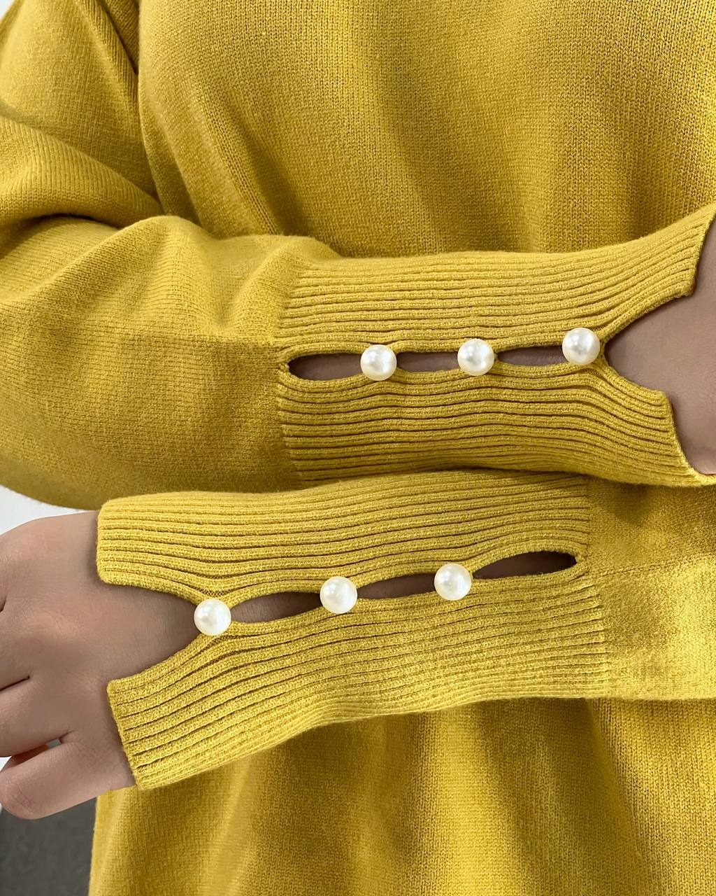 پلیور بافت یقه هفت سرآستین مروارید کد 4179