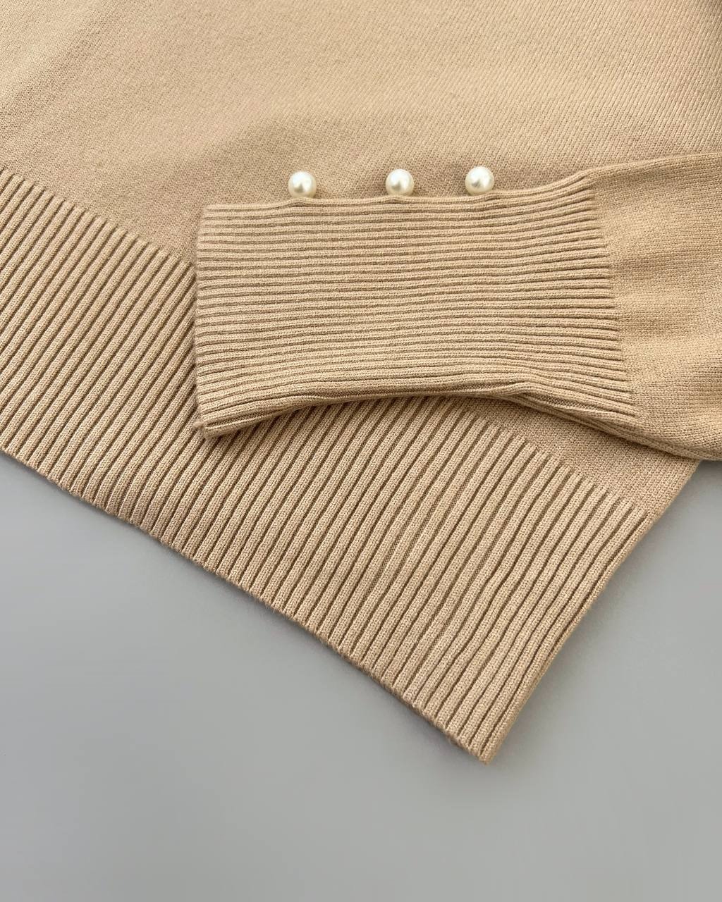 پلیور بافت یقه هفت سرآستین مروارید کد 4179