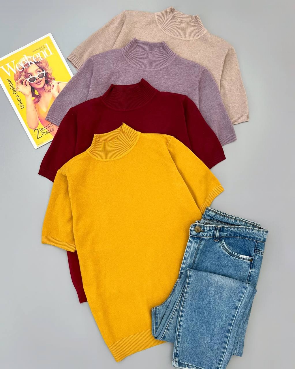 بلوز بافت آستین کوتاه کد 4180