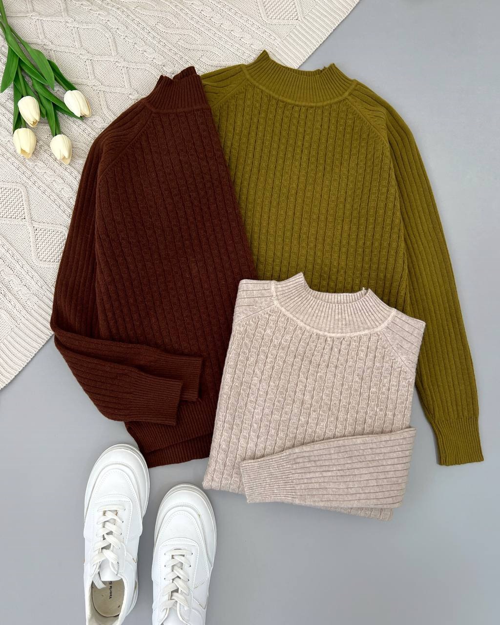 پلیور بافت یقه ایستاده کد 4184