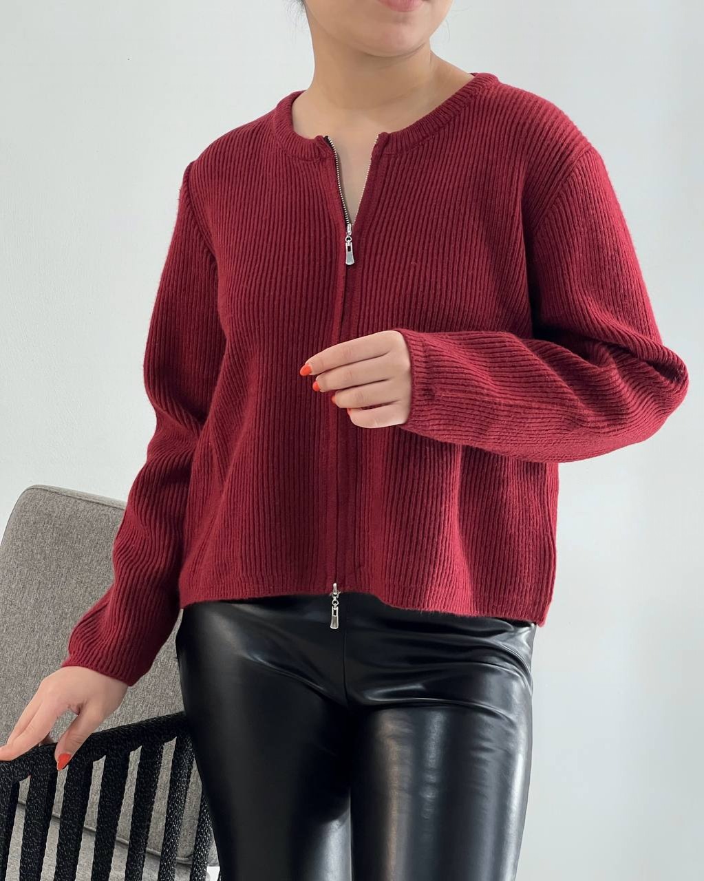 ژاکت بافت جلو زیپ کد 4187