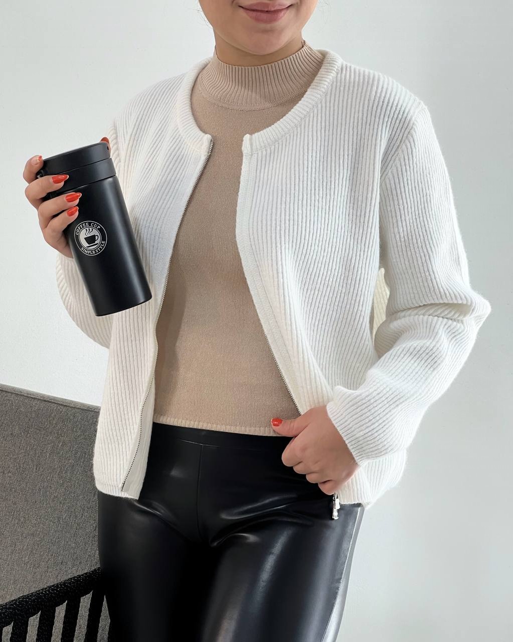 ژاکت بافت جلو زیپ کد 4187