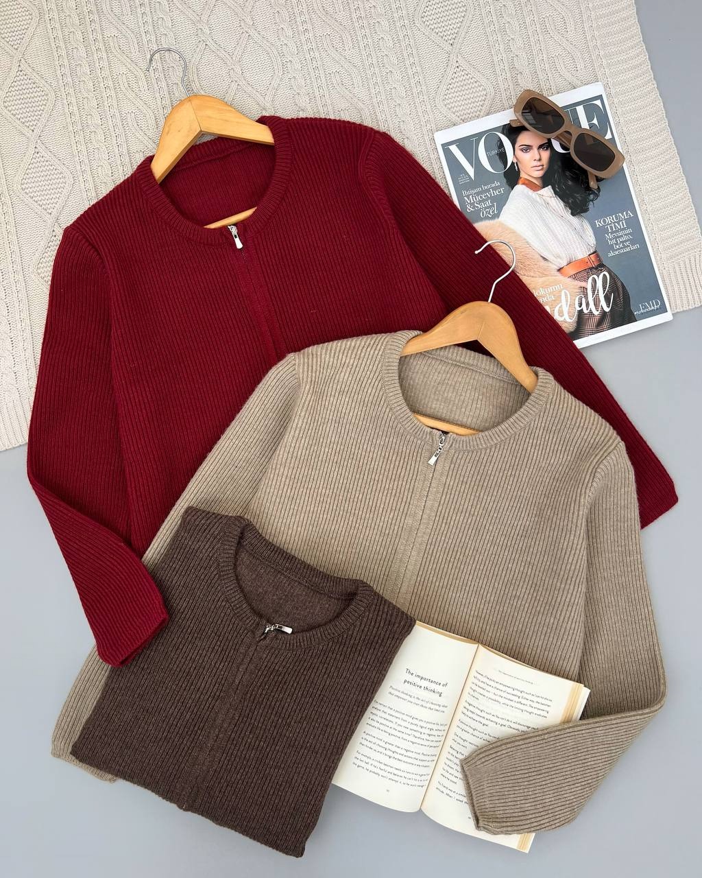 ژاکت بافت جلو زیپ کد 4187