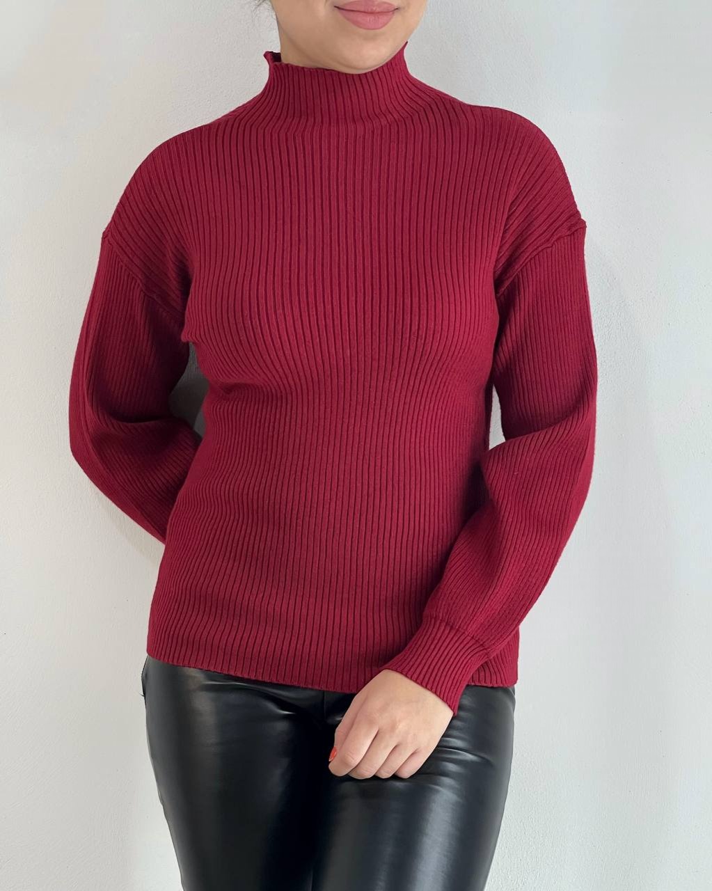 پلیور بافت آستین پف ساده کد 4195