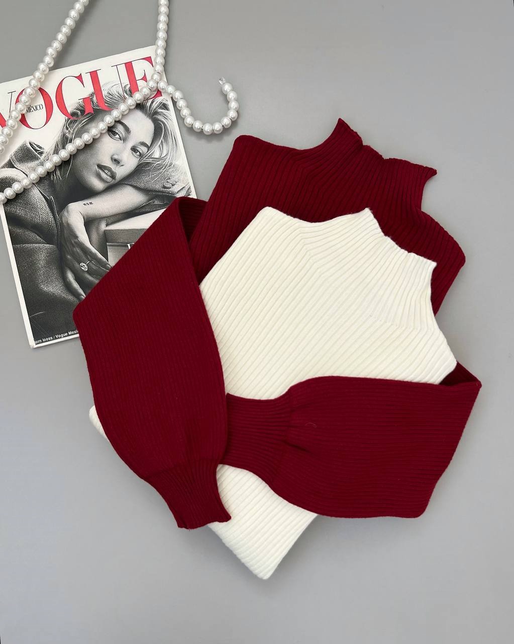 پلیور بافت آستین پف ساده کد 4195