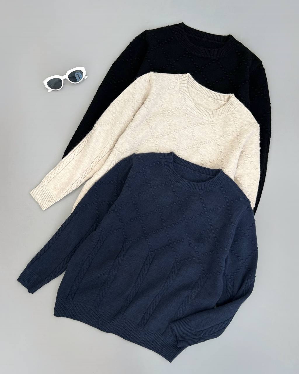 پلیور بافت یقه گرد سه رنگ کد 4197